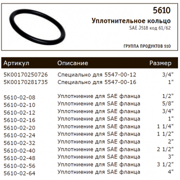 Уплотнительное кольцо SAE J518 код 61/62