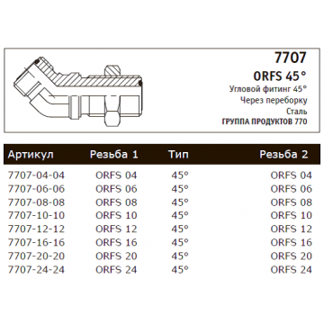 ORFS 45° Угловой фитинг 45°