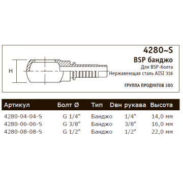 BSP банджо (4280~S)
